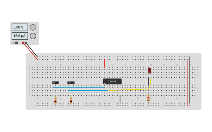 Circuit design XOR Gate | Tinkercad