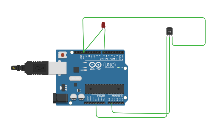 Circuit design INTERFACE OF TEMPERATURE SENSOR AND LED WITH ARDUINO ...