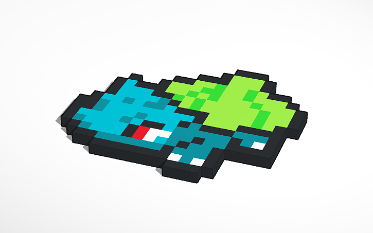 3D design Bulbasaur pixel art - Tinkercad