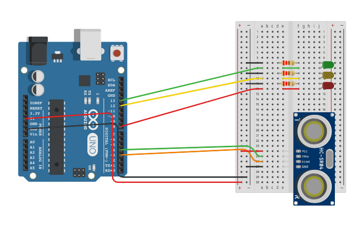 Circuit Design Sensor De Aparcamiento - Tinkercad