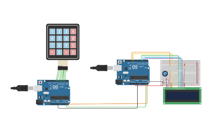 Circuit design Protocolo I2C + LCD + Keypad - Tinkercad