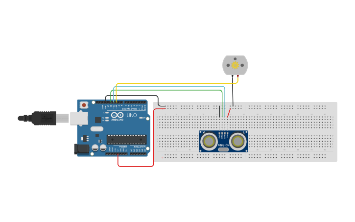 Circuit design Arduino sensor con motor Daniella Pérez | Tinkercad