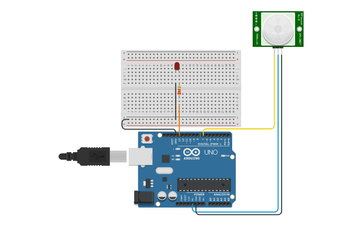 Circuit design Sensor Pir - Tinkercad