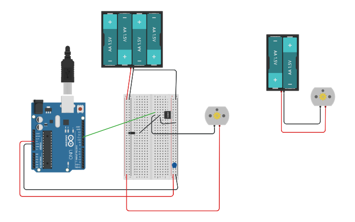 Circuit design single direction dc motor | Tinkercad