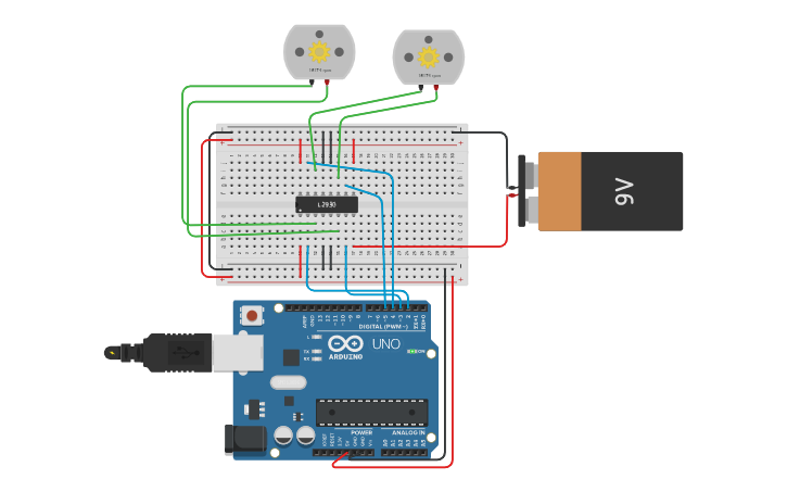 Circuit design DC Motor Controling | Tinkercad