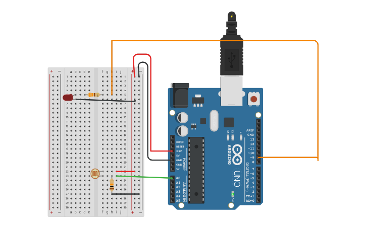 Circuit design FOTORESISTOR - Tinkercad