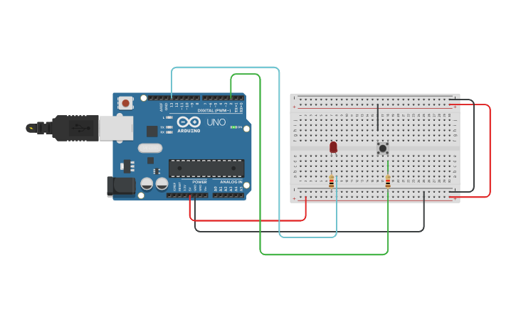 Circuit design PushButton - Tinkercad