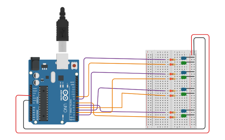 Circuit design secuencia de leds con arduino - Tinkercad