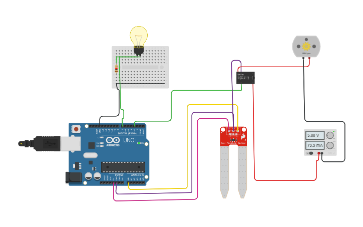 Circuit design Automatic plant watering system - Tinkercad