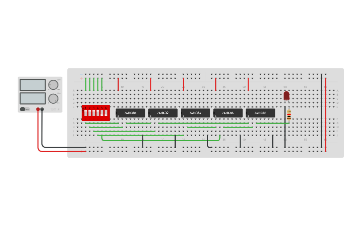 Circuit design AND OR NOT XOR - Tinkercad