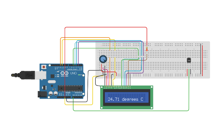 Circuit design Arduino with TMP36 (temperature senzor) | Tinkercad