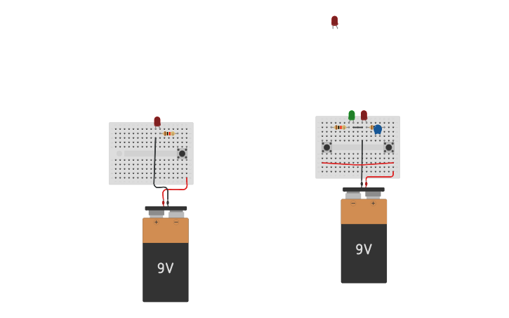 Circuit design Desafío 2: Encender 2 Leds + Pulsador - Tinkercad