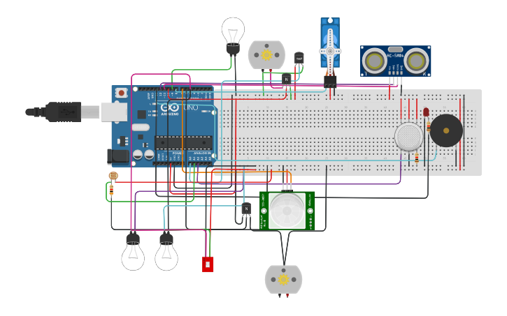 Circuit design Smart Home using Arduino - Tinkercad