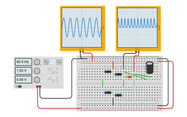 Circuit design FULL – WAVE RECTIFIER | Tinkercad