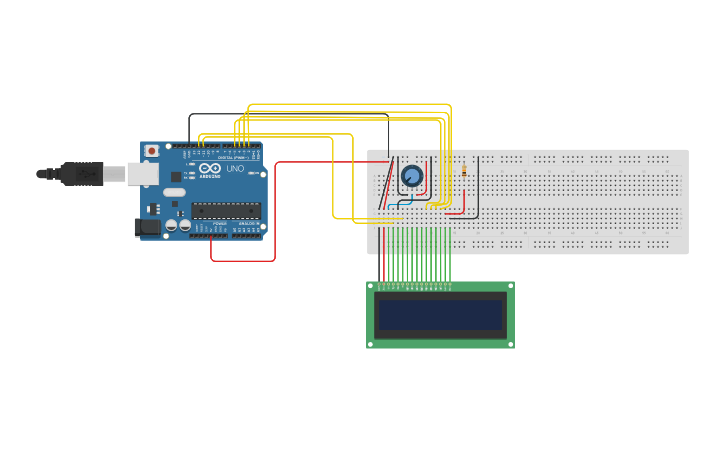 Circuit design Display-LCD | Tinkercad