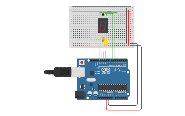 Circuit design SEVEN SEGMEN - Tinkercad