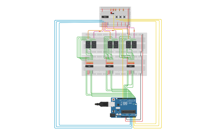 Circuit design Clock 7 Segment - Tinkercad