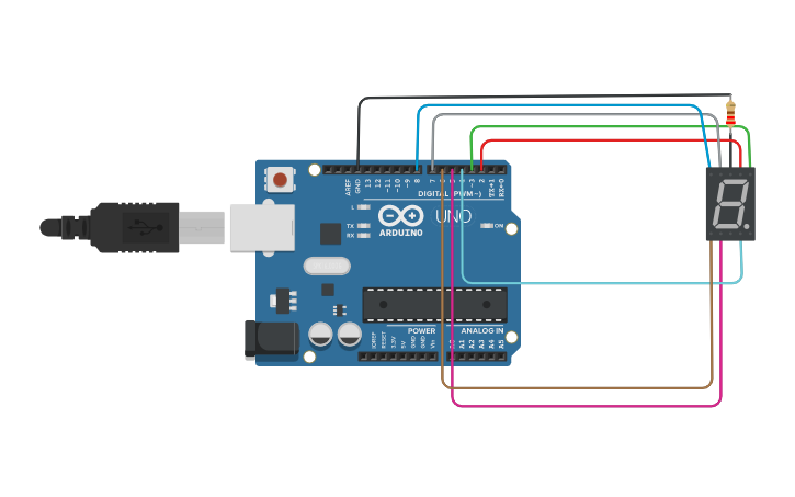 Circuit design 7segment - Tinkercad