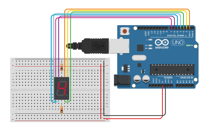 Circuit design Contador del 1-9 | Tinkercad