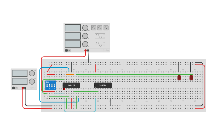 Circuit design master-slave flip-flop - Tinkercad
