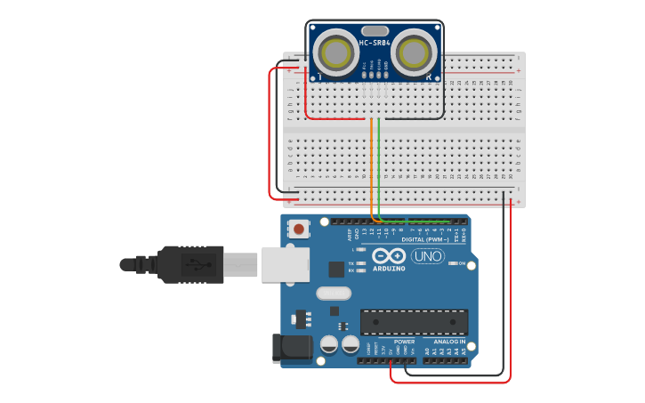 Circuit design Ultrasonic Sensor | Tinkercad