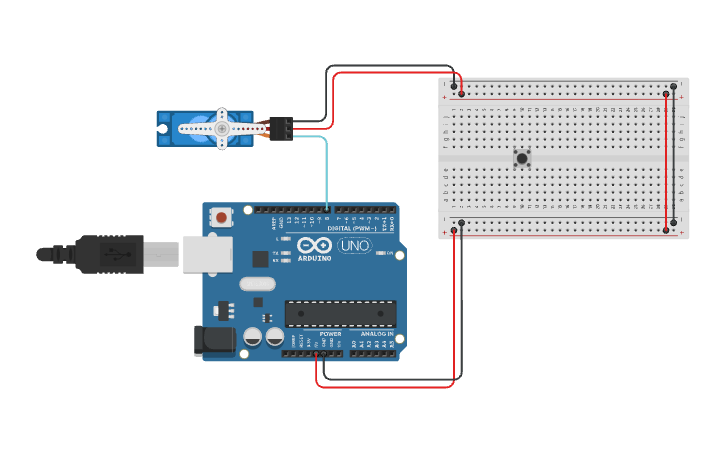 Positional Button Circuit design Micro Servo Positional + Buttons - Tinkercad