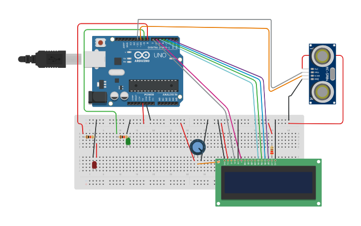 Circuit design LCD LED SENSOR - Tinkercad