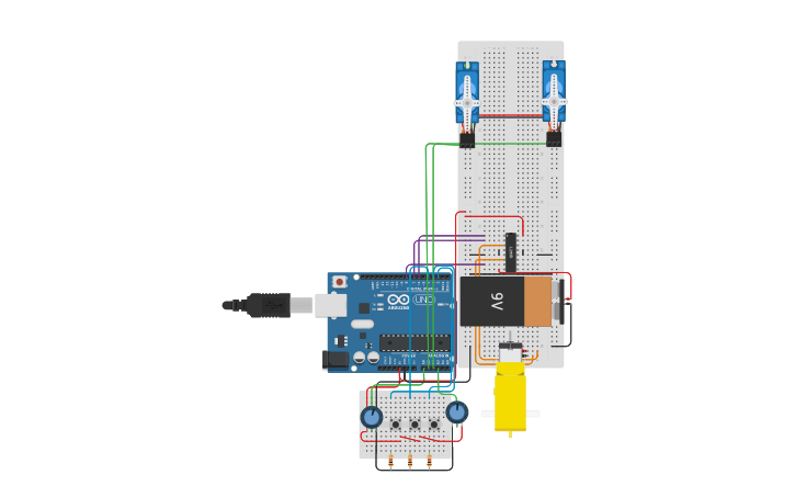 Circuit design EM control motor | Tinkercad
