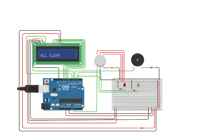 Circuit design Arduino Gas Detector - Tinkercad