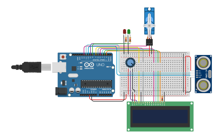 Circuit design Smart Dustbin - Tinkercad