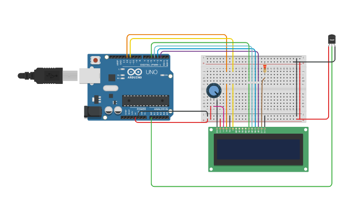 Circuit design Temp Sensor - Tinkercad