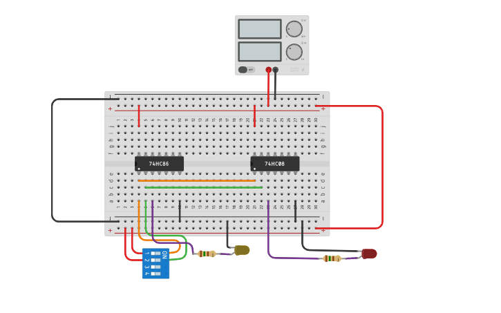 Circuit design HALF ADDER USING AND & XOR | Tinkercad
