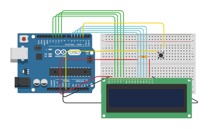 Circuit design LCD Game - Tinkercad