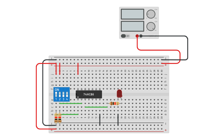 Circuit design XOR Gate | Tinkercad