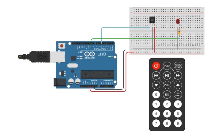Circuit design Gruppo 4 - Sensore infrarossi con LED - Tinkercad