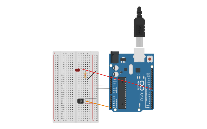 Circuit design Temperature Sensor - Tinkercad