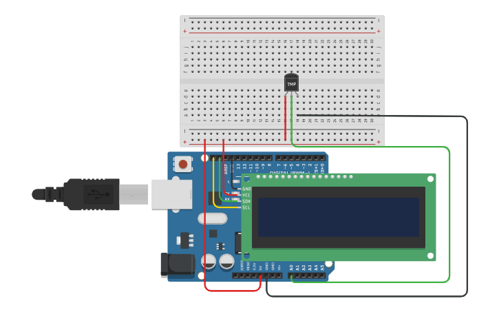 Circuit design thermometer - Tinkercad