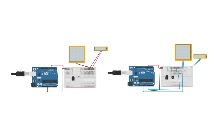 Circuit design Kondenzátor+kondenzátor s tranzistorem - Tinkercad