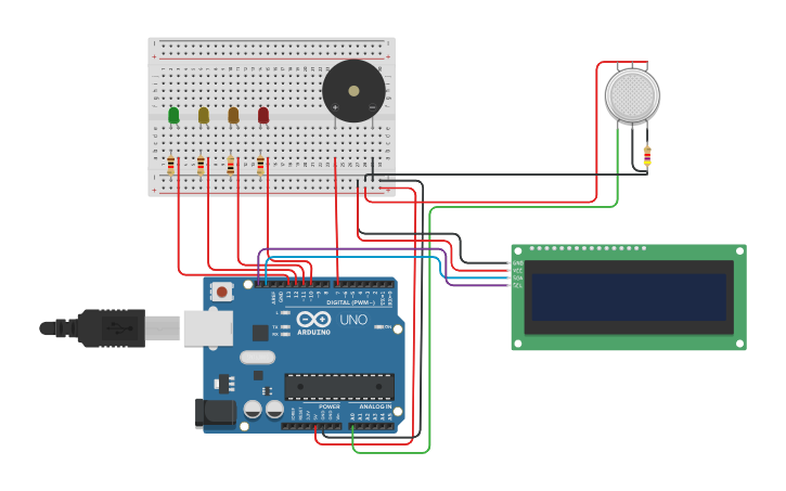 Circuit design Air quality gas sensor - Tinkercad