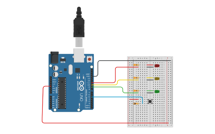 Circuit design Pushbutton - Tinkercad