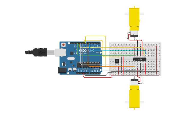 Circuit design Line Follower Robot - Tinkercad