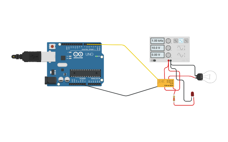 Circuit design control con relevador y arduino - Tinkercad