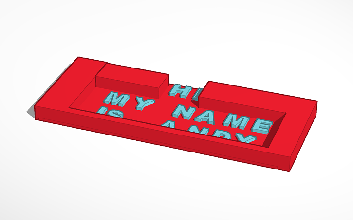 3D design name tag - Tinkercad