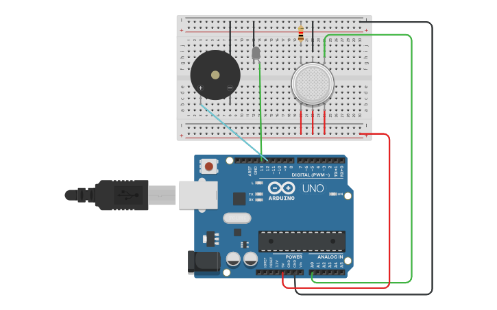 Circuit design gas sensor - Tinkercad