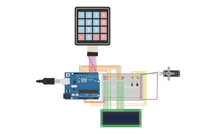 Circuit design password door lock using arduino on tinkercad - Tinkercad