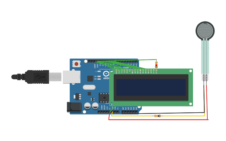 Circuit design Force Sensitive Resistor ( FSR ) with Arduino - Tinkercad
