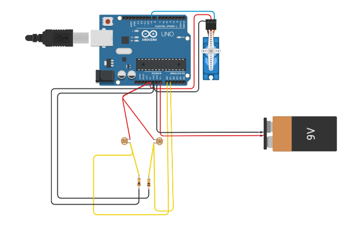 Circuit design Single Axis Solar Tracker - Tinkercad