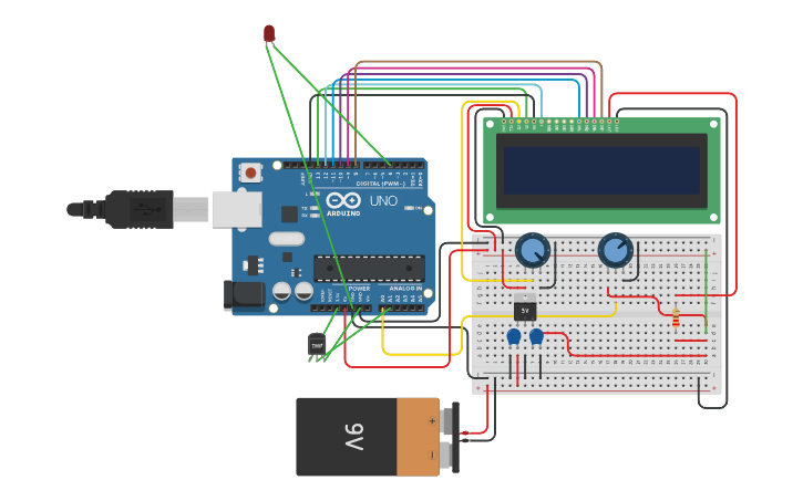 Circuit design Ph sensor and temp sensor - Tinkercad