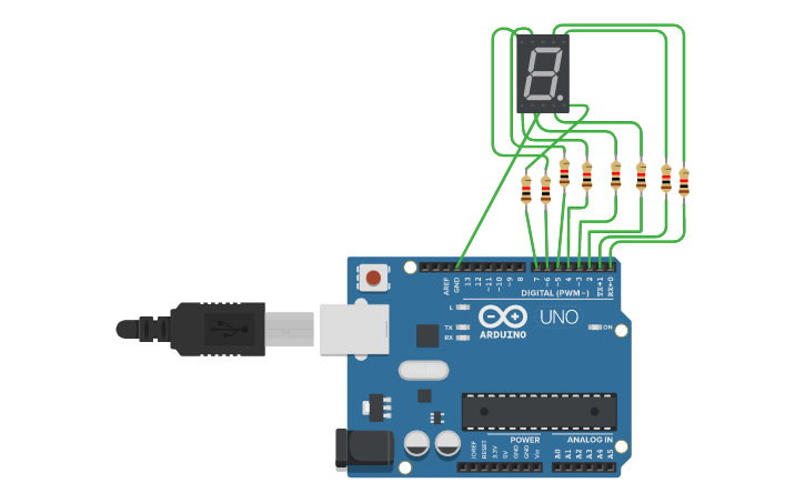 Circuit design 7 Segment Display - Tinkercad