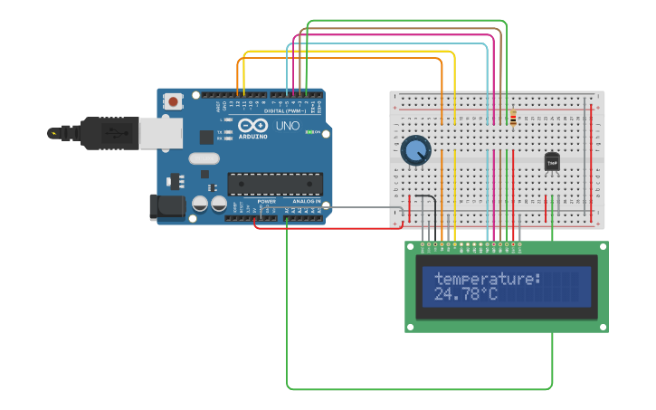 Circuit design Temperature sensor - Tinkercad